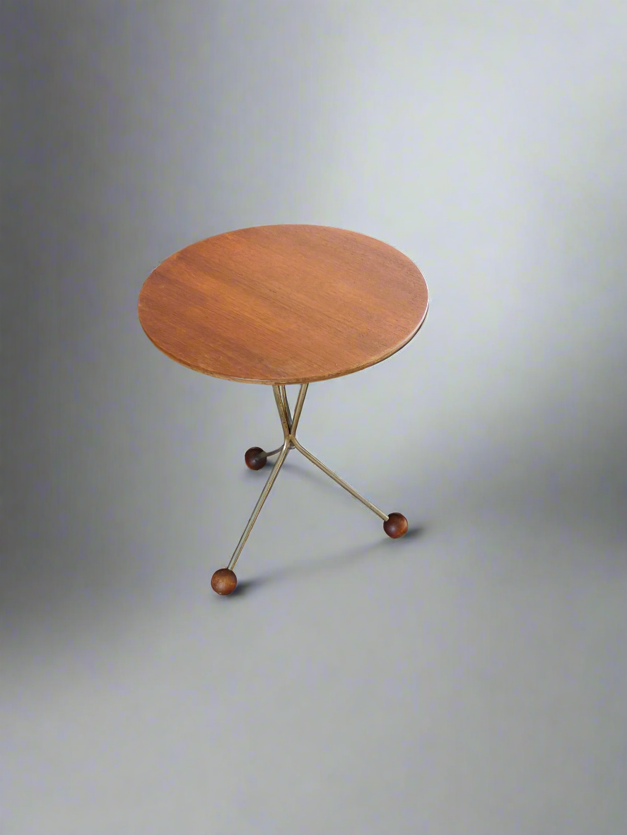 Albert Larsson Bijzettafel – Alberts Tibro, Messing & Teak, 1950s