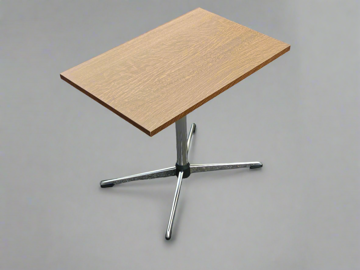 Mid-Century Bijzettafel met Chroom en Houtfineer