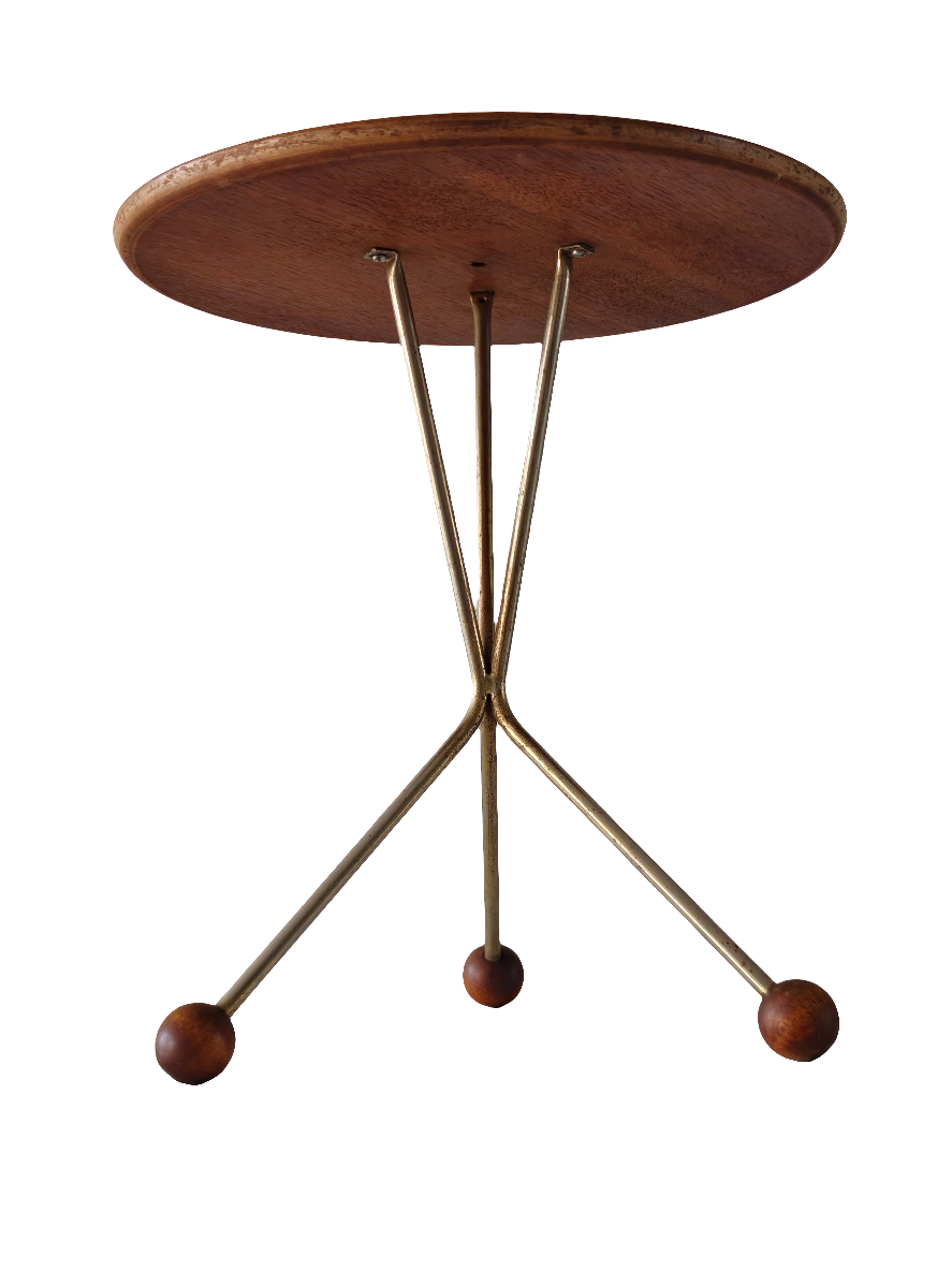 Albert Larsson Bijzettafel – Alberts Tibro, Messing & Teak, 1950s