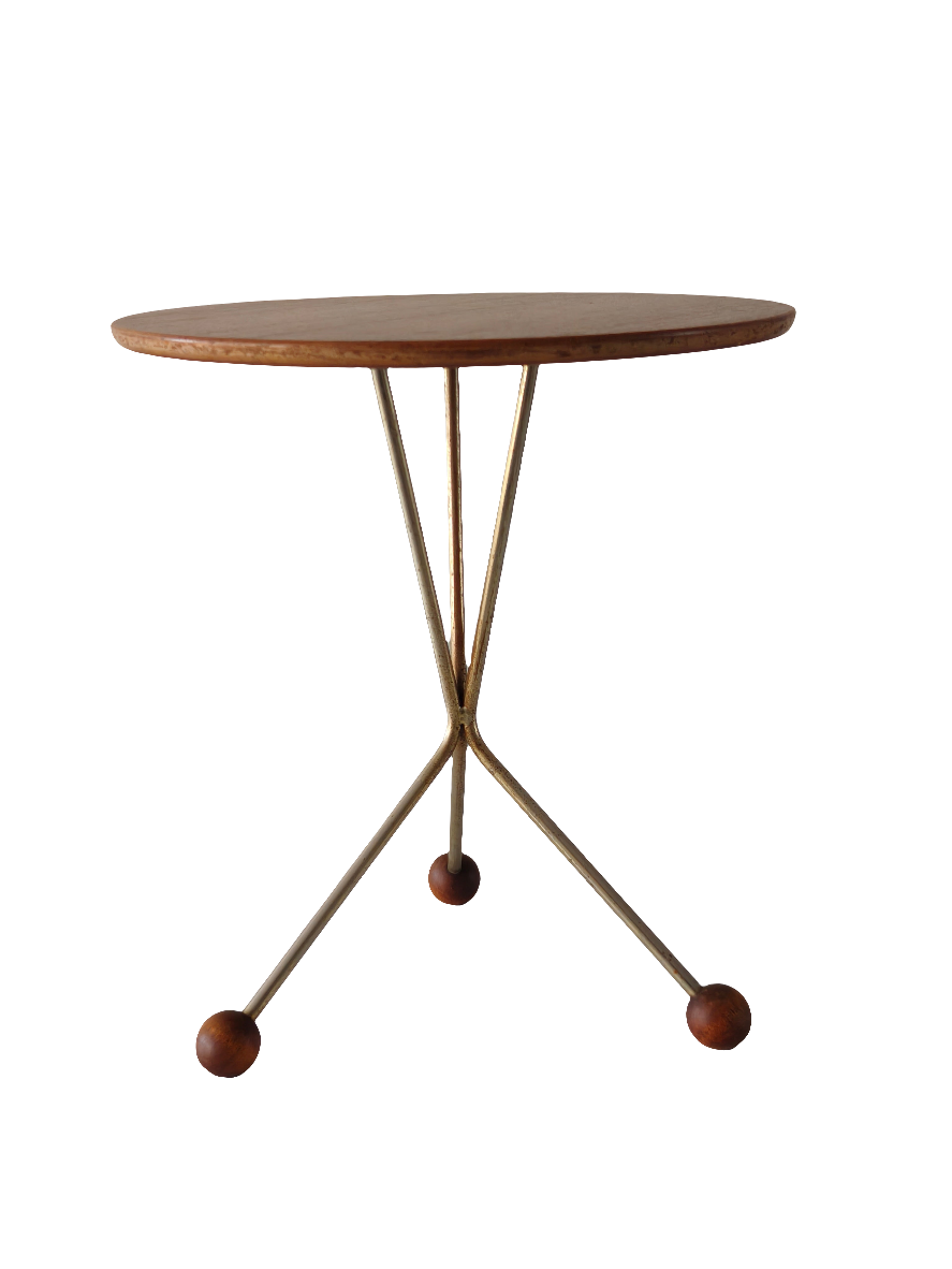 Albert Larsson Bijzettafel – Alberts Tibro, Messing & Teak, 1950s