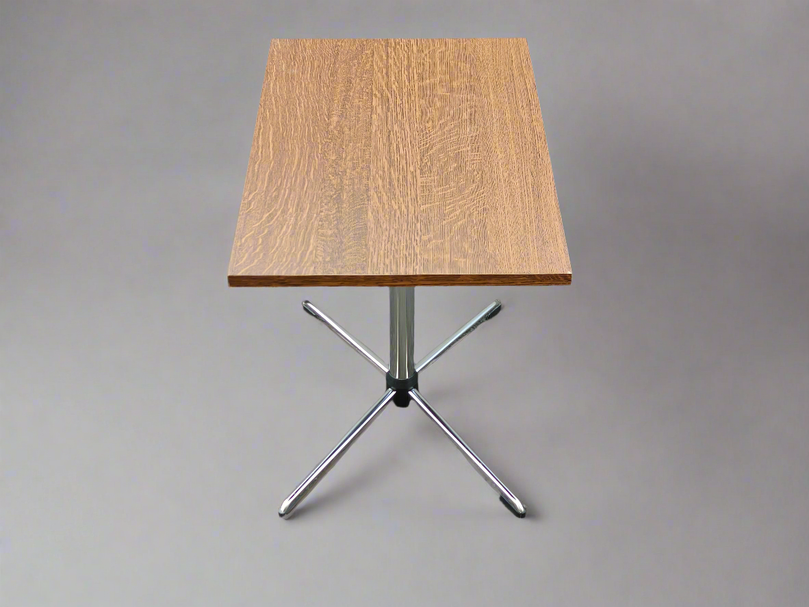 Mid-Century Bijzettafel met Chroom en Houtfineer