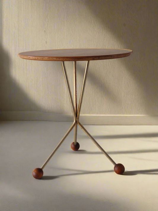 Albert Larsson Bijzettafel – Alberts Tibro, Messing & Teak, 1950s