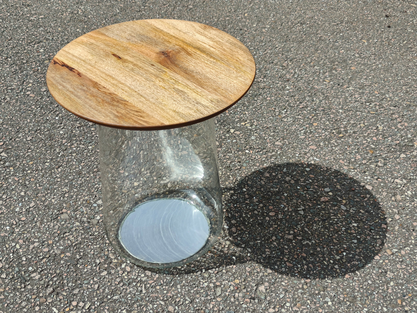 Glass & Mango Wood Side Table