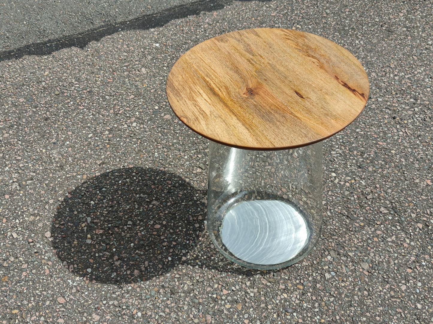 Glass & Mango Wood Side Table