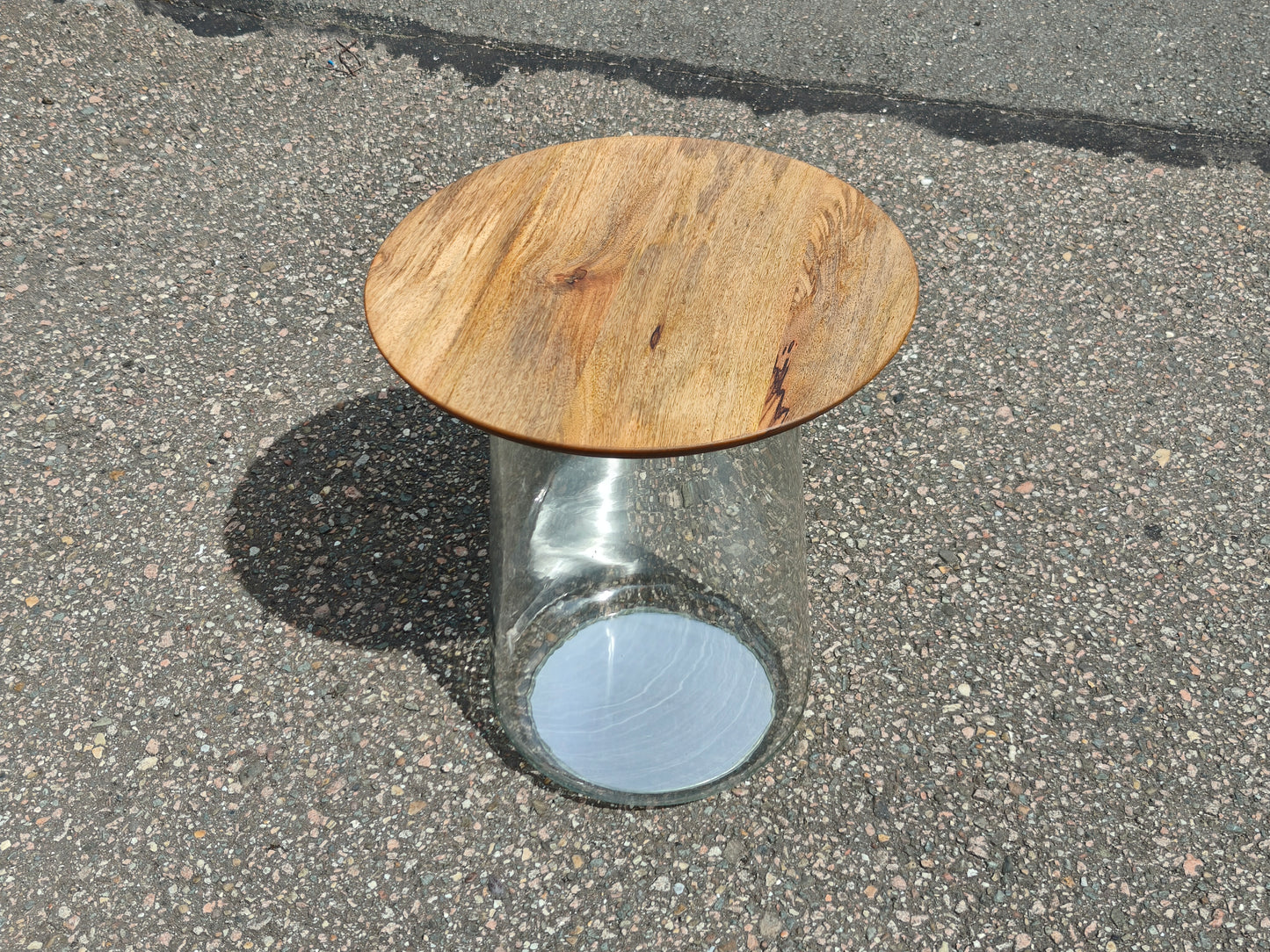 Glass & Mango Wood Side Table