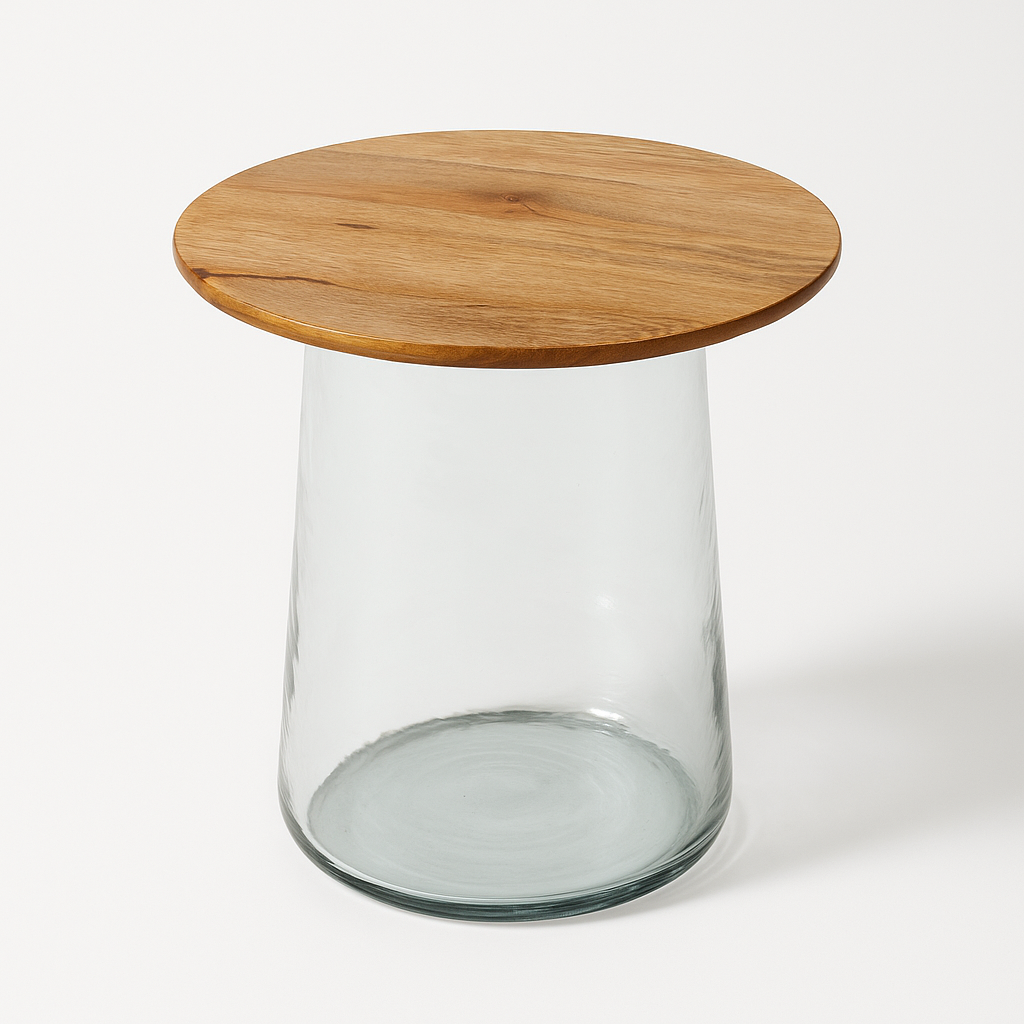 Glass & Mango Wood Side Table