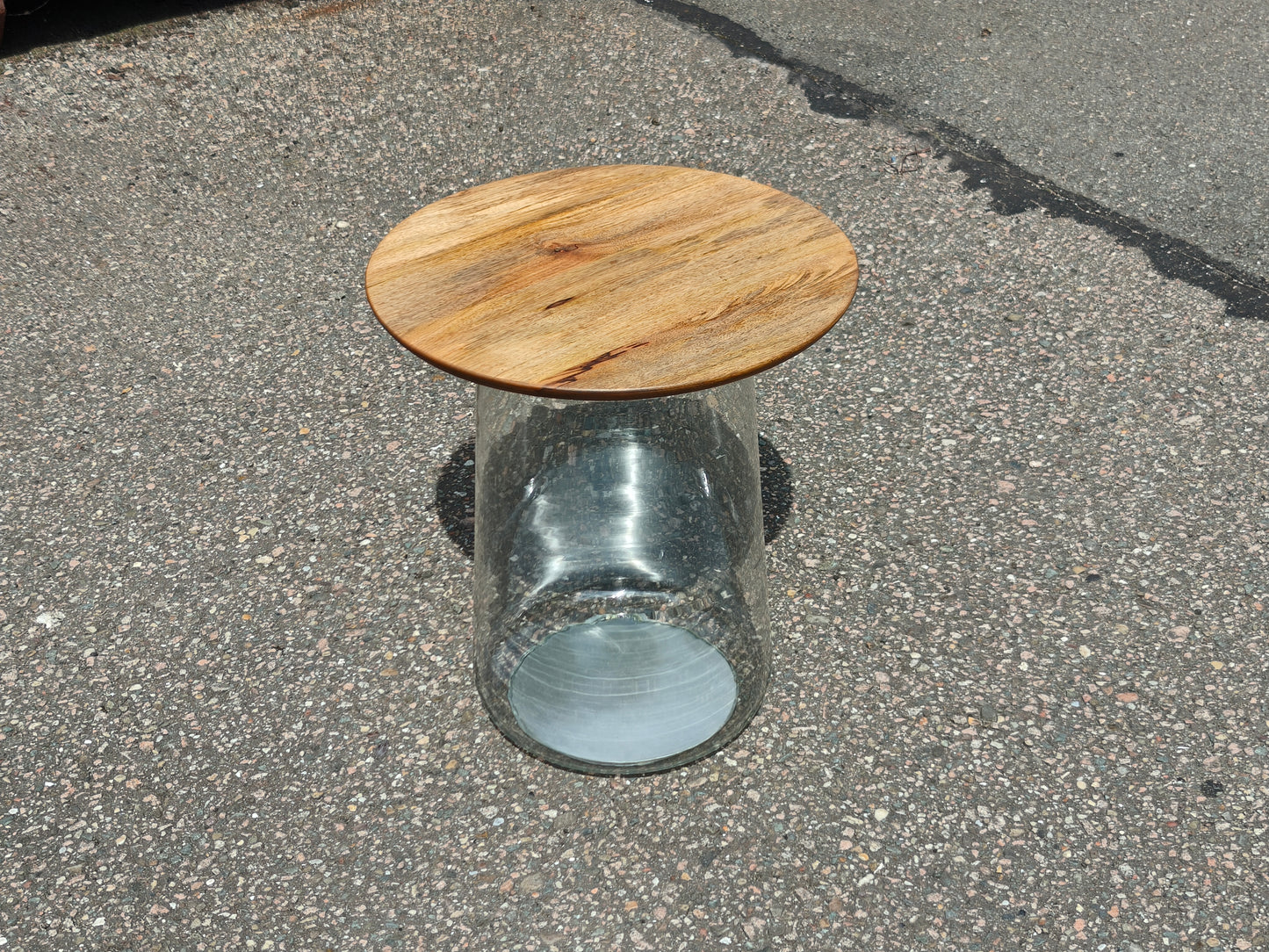 Glass & Mango Wood Side Table