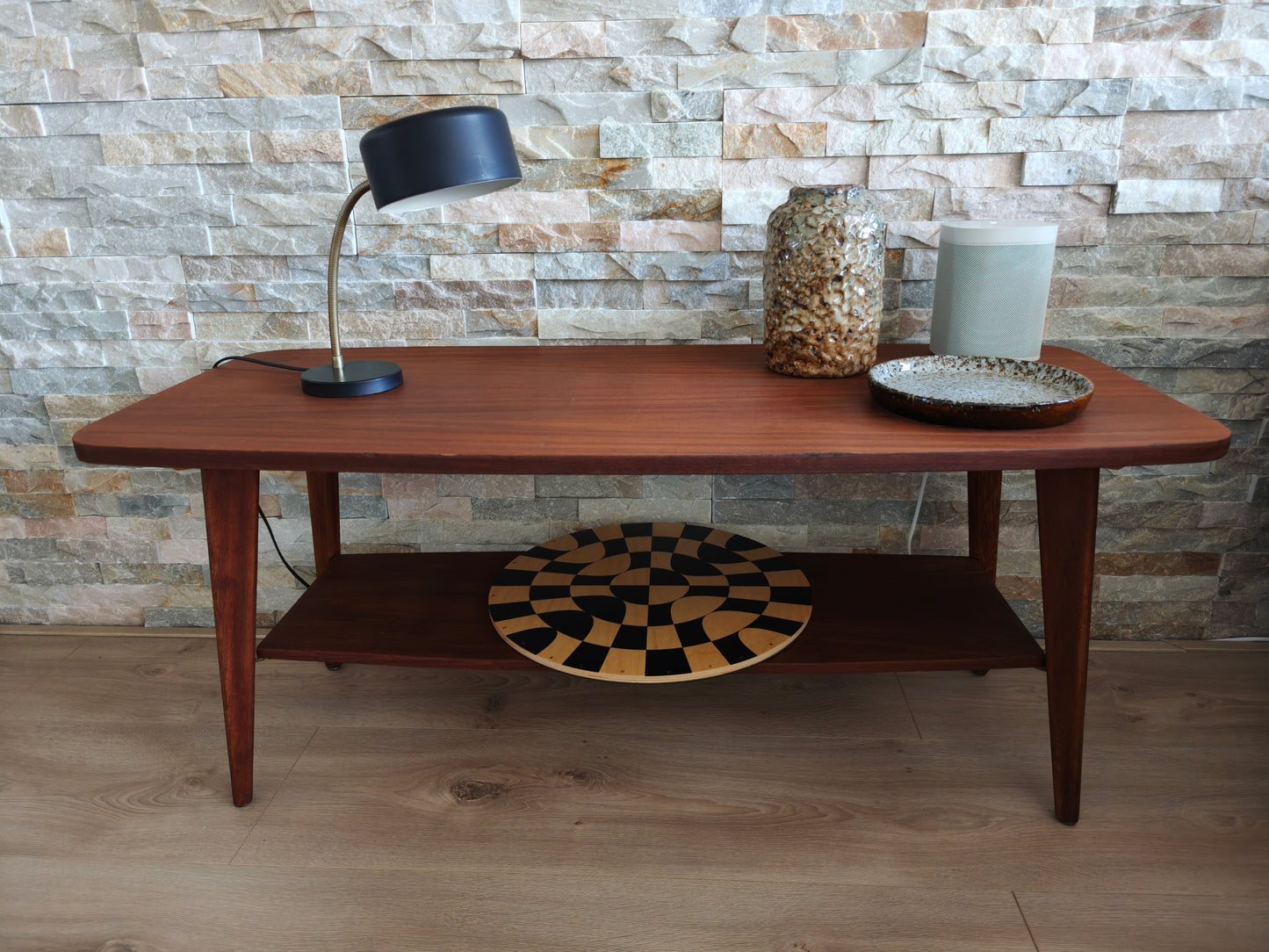 Anvia bureaulamp J.J.M. Hoogervorst – zwart met messing gooseneck (jaren '60)
